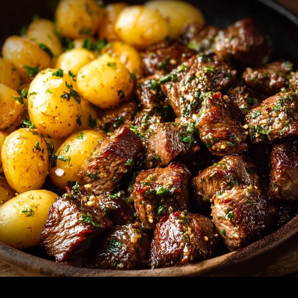 Garlic Butter Beef Bites with Potatoes