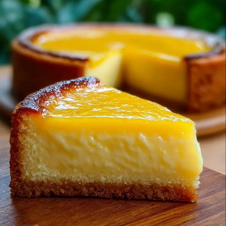 Slice of Italian Grandma's Lemon Custard Cake on a rustic plate