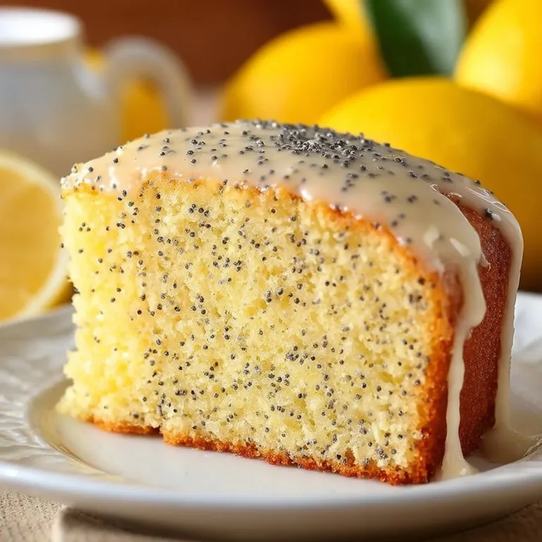 Delicious Lemon Poppy Seed Cake topped with citrus glaze and poppy seeds