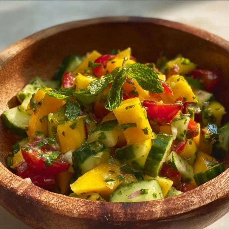 Colorful Mango Avocado Salad with fresh ingredients and dressing
