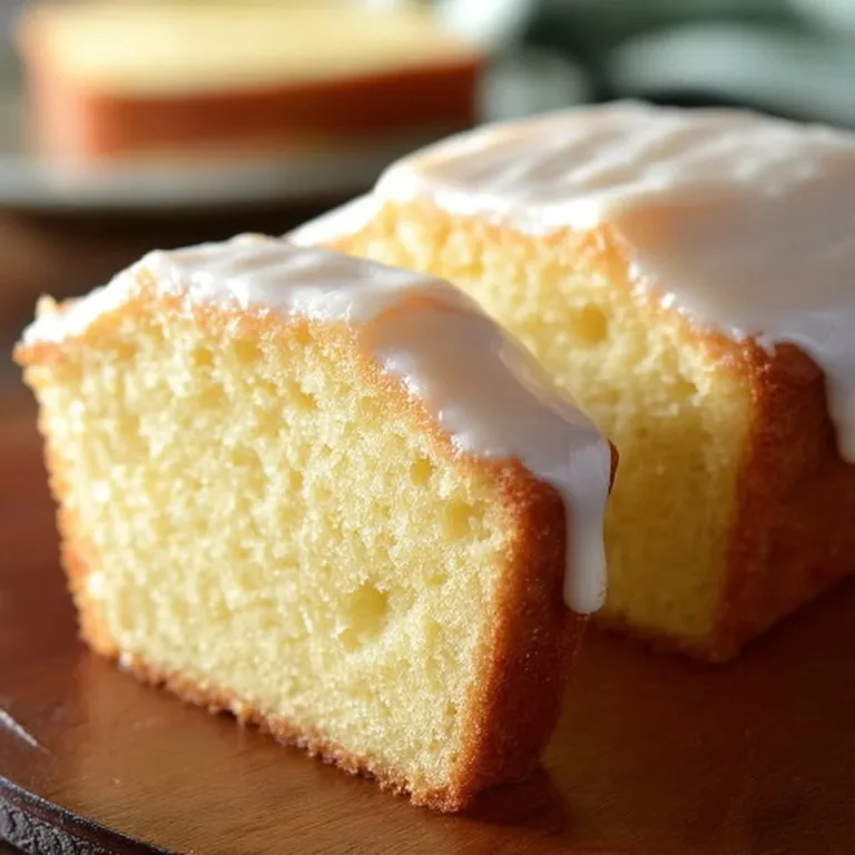 Delicious Meyer lemon pound cake with glaze on a plate