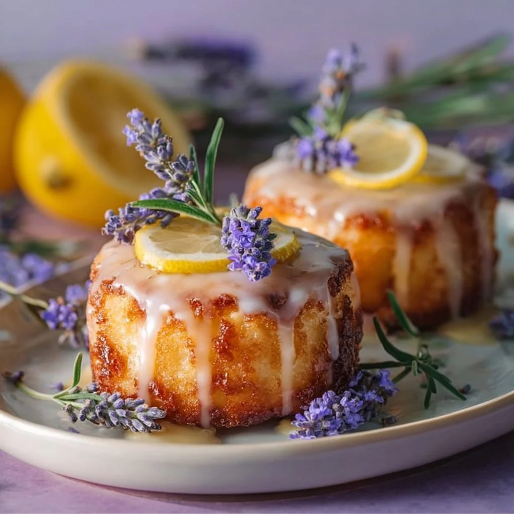 Mini Lemon Cakes With Lavender Glaze