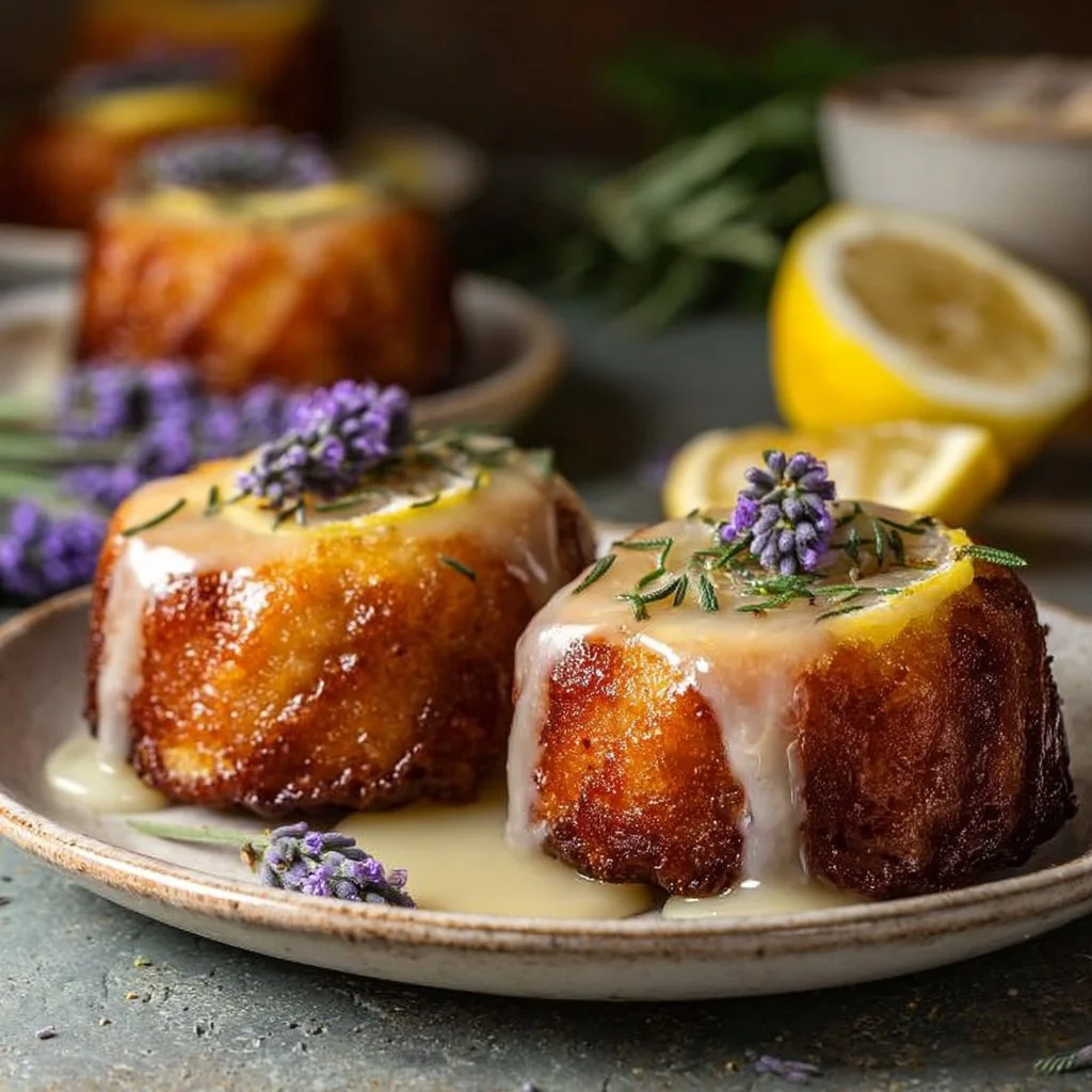 Mini Lemon Cakes With Lavender Glaze