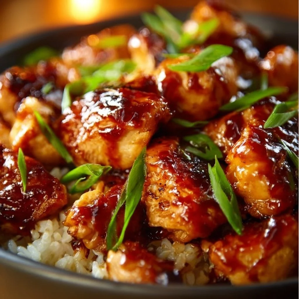 One-Pan Bold Honey BBQ Chicken Rice honey BBQ chicken One-Pan Bold Honey BBQ Chicken Rice dish served in a vibrant bowl