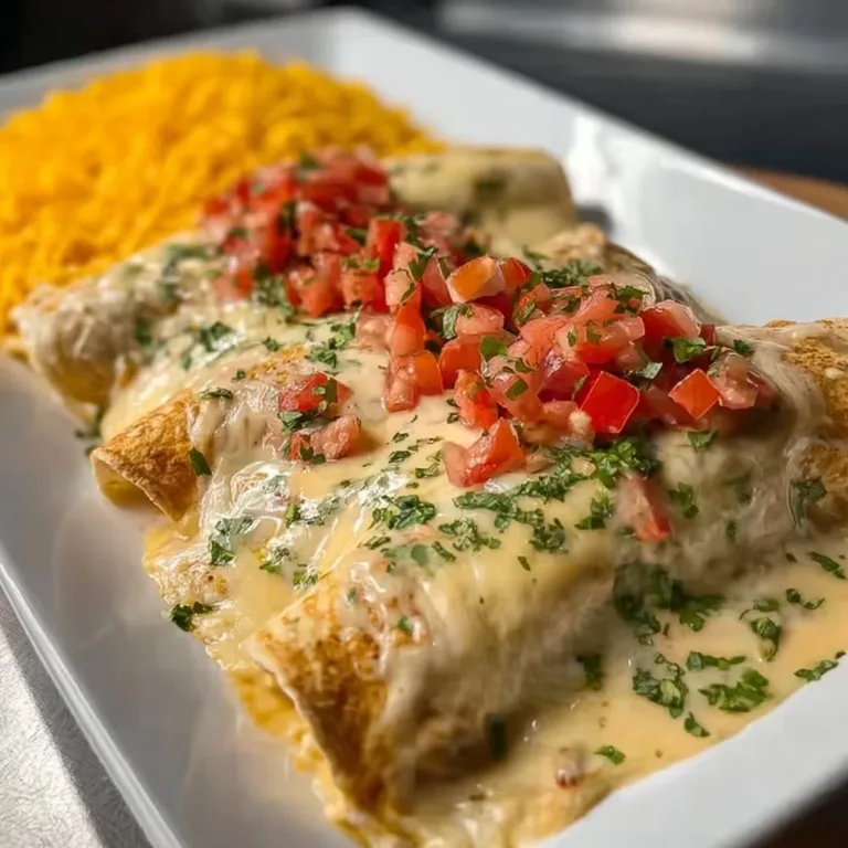 Delicious queso chicken enchiladas topped with melted cheese and fresh herbs