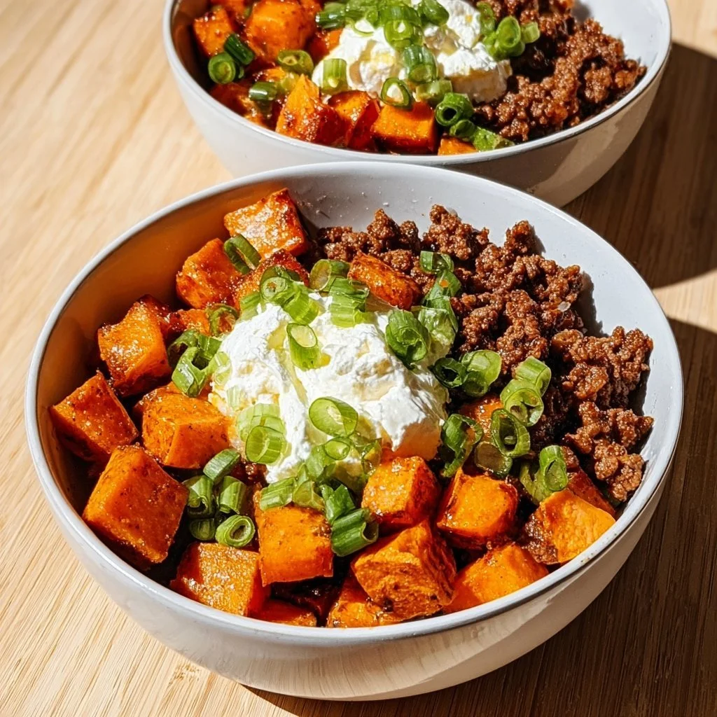 Sweet Potato Beef Bowl with Hot Honey and Cottage Cheese beef bowl Sweet Potato Beef Bowl with Hot Honey and Cottage Cheese