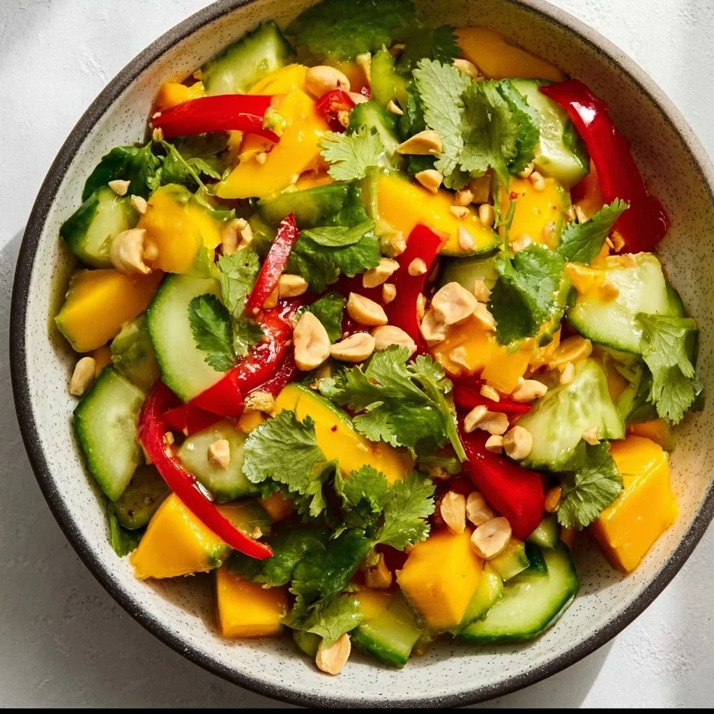 Fresh Thai Mango Salad with vibrant mango slices and herbs