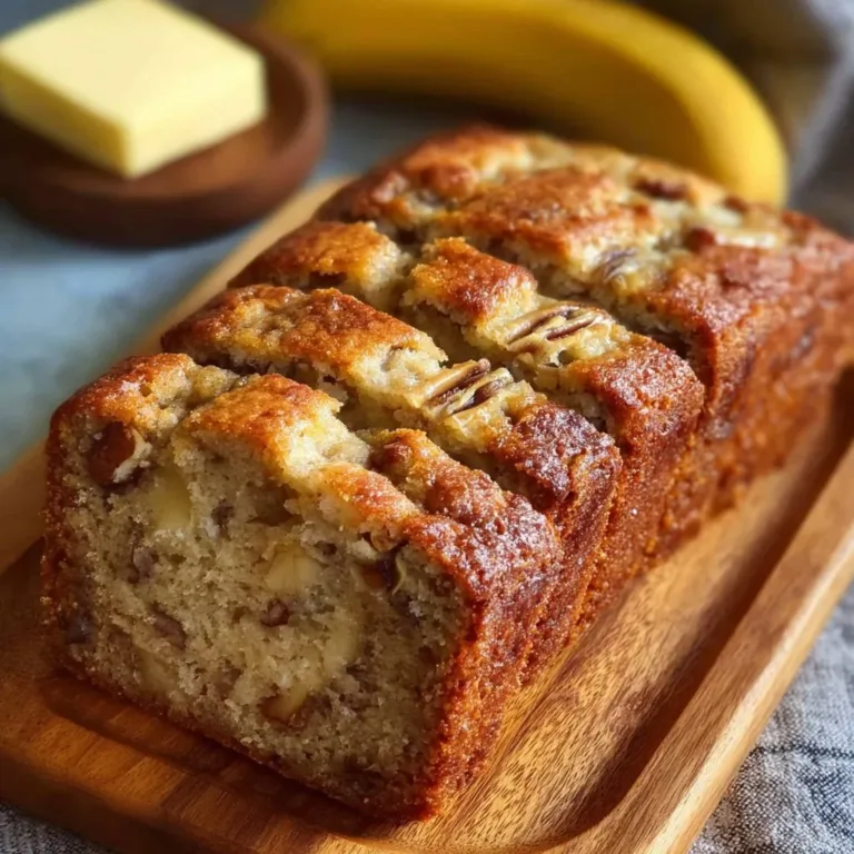 Delicious slice of homemade banana bread on a wooden board