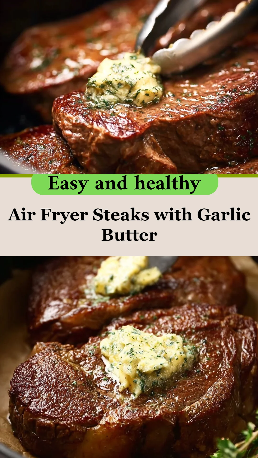Air Fryer Steaks with Garlic Butter