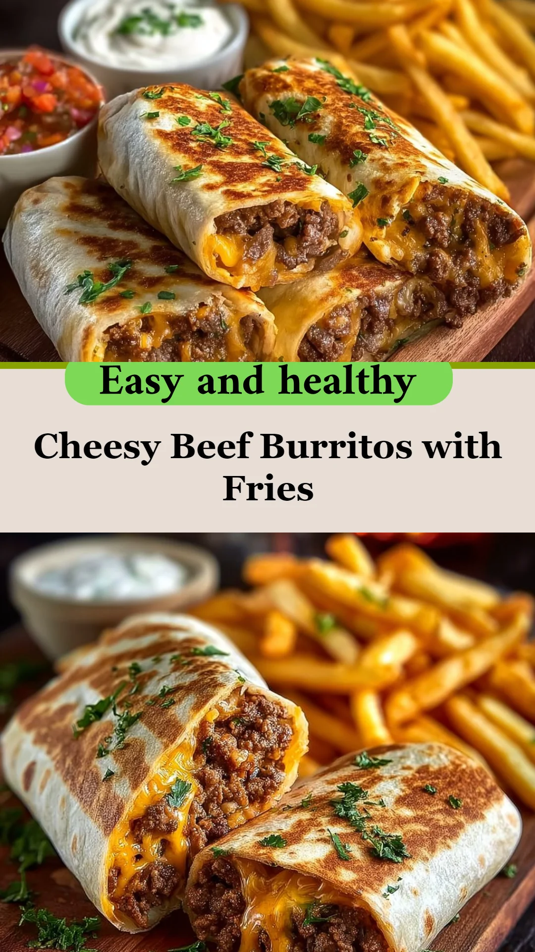 Cheesy Beef Burritos with Fries