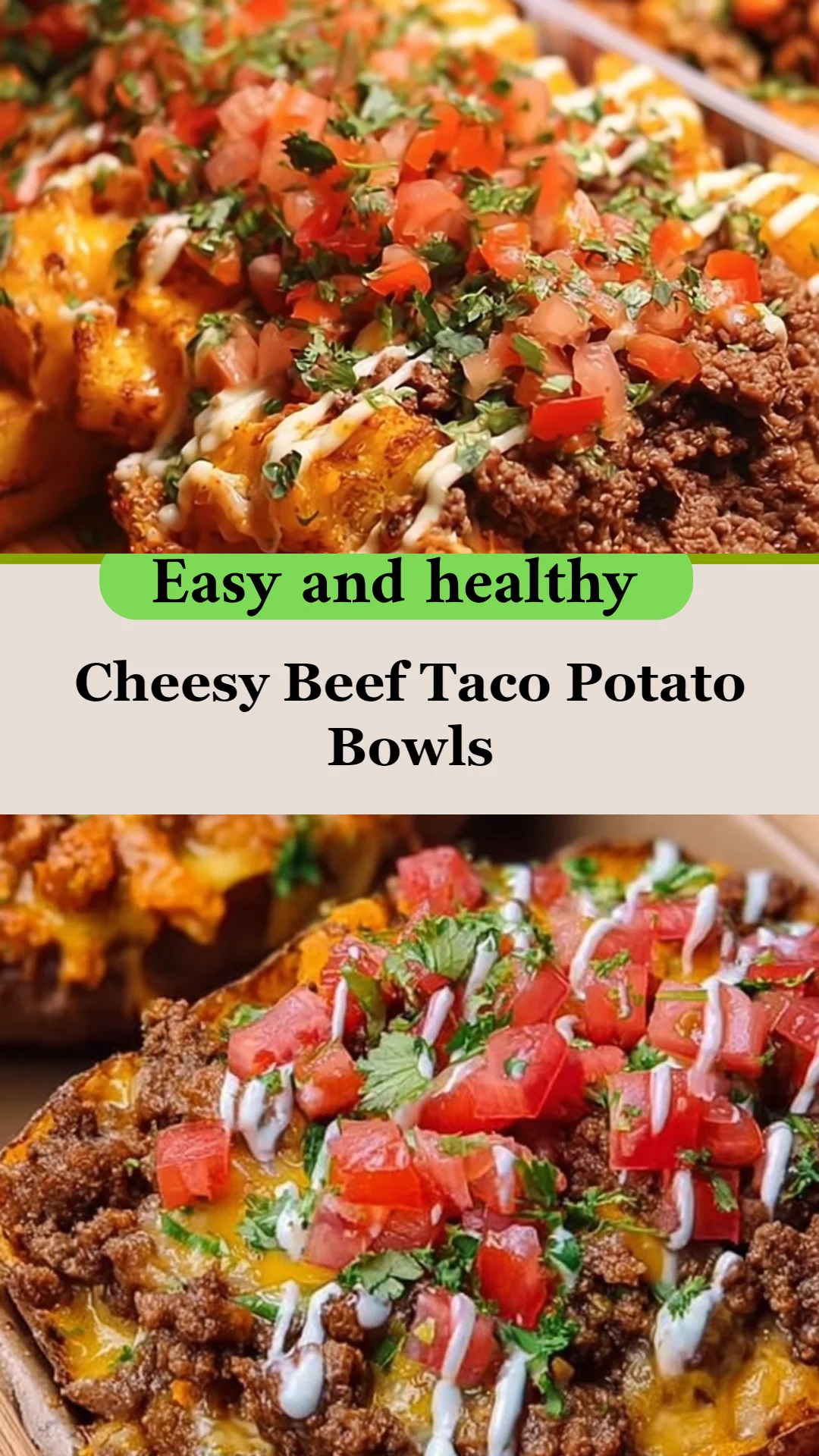 Cheesy Beef Taco Potato Bowls