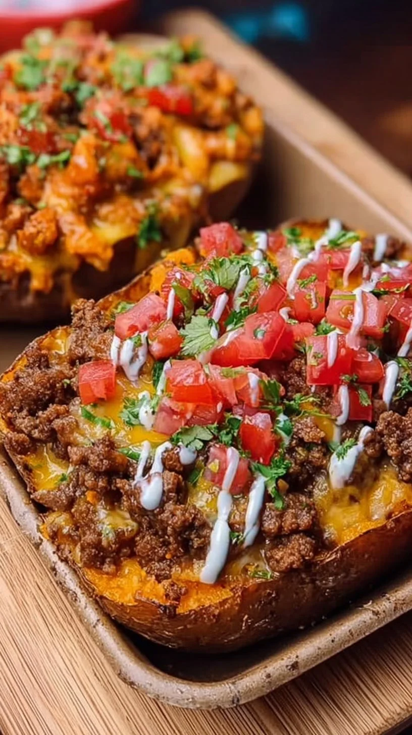 Cheesy Beef Taco Potato Bowls
