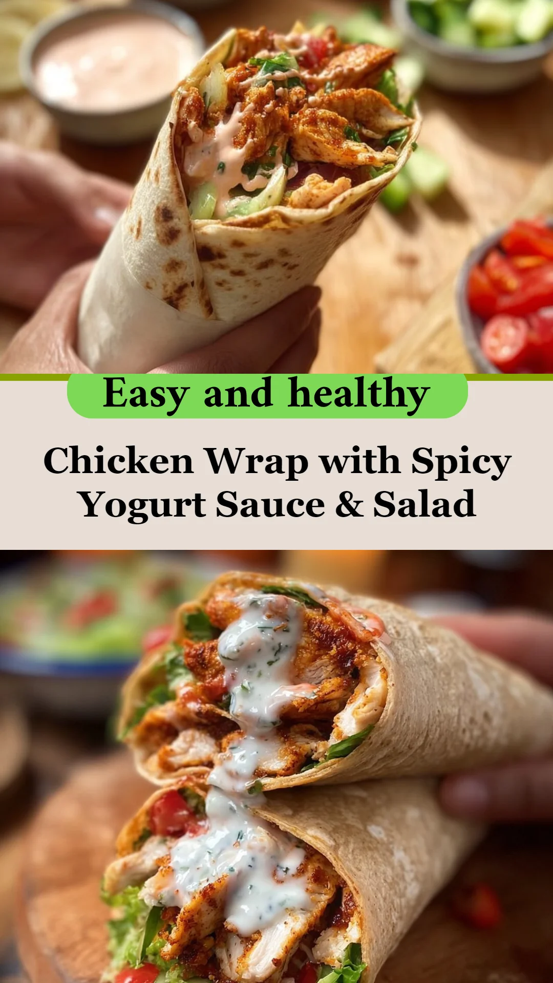 Chicken Wrap with Spicy Yogurt Sauce & Salad