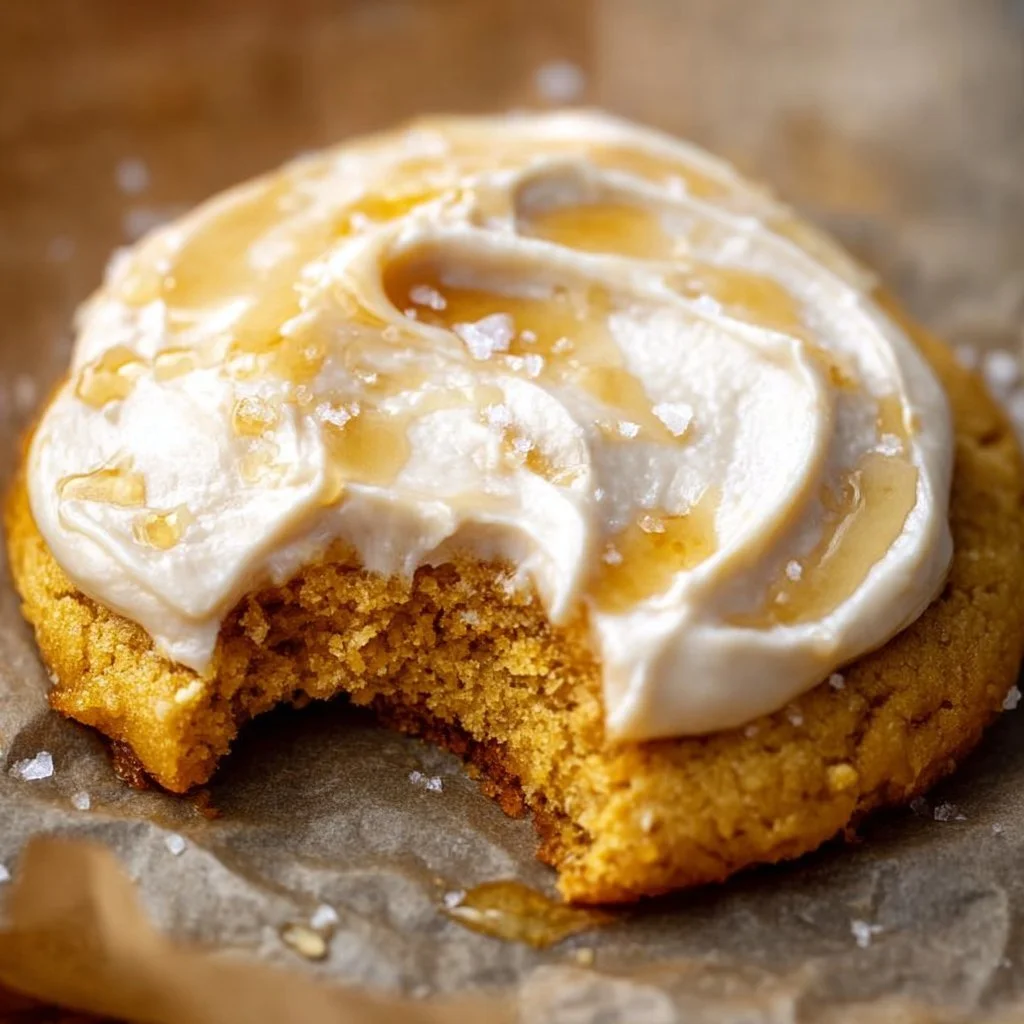 Freshly baked Crumbl Cornbread Cookies on a rustic wooden table.