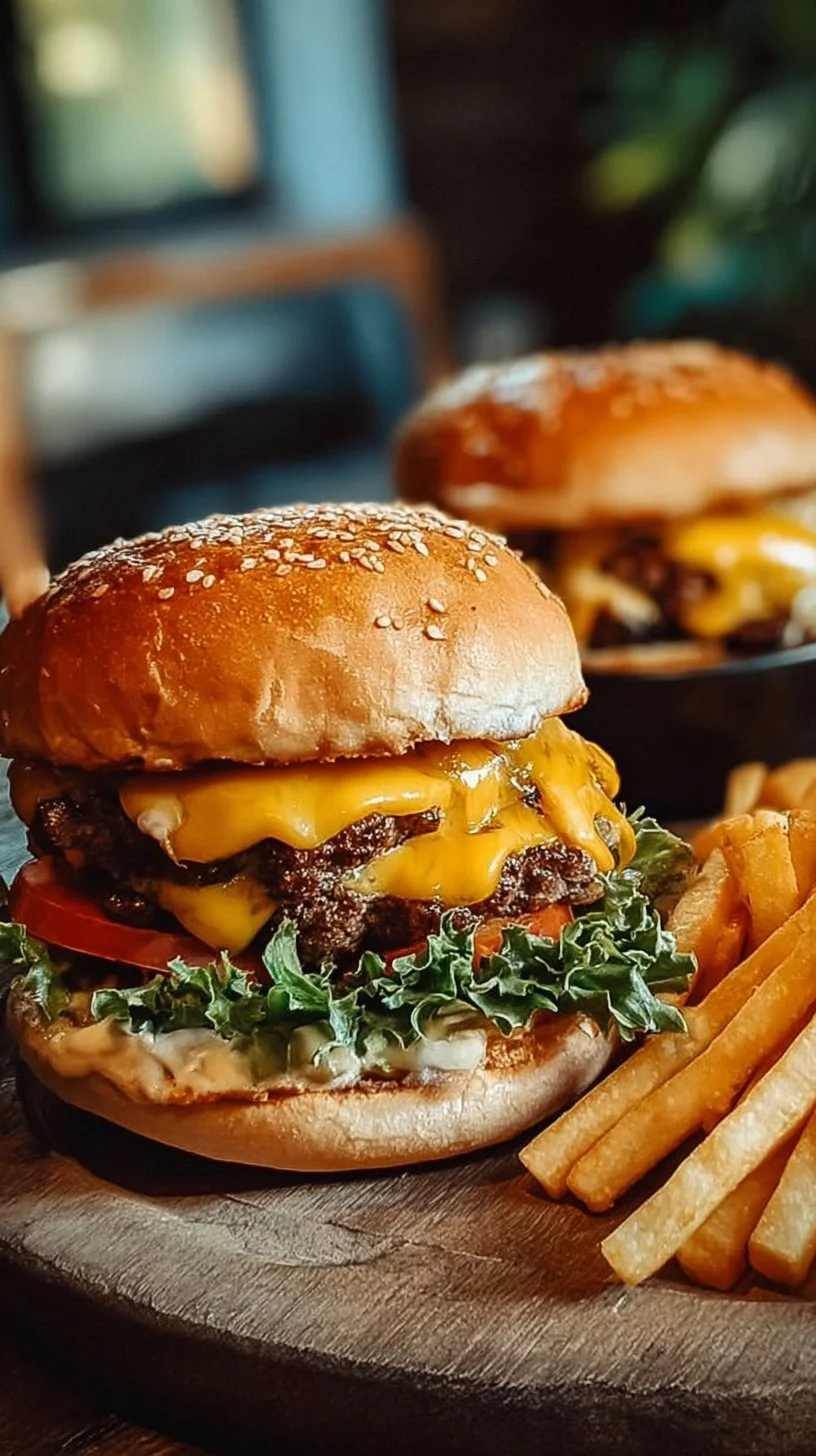 Double Smash Lazy Burger and Fries