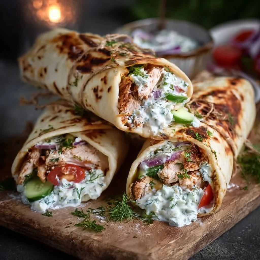 Greek Chicken Wraps with Tzatziki