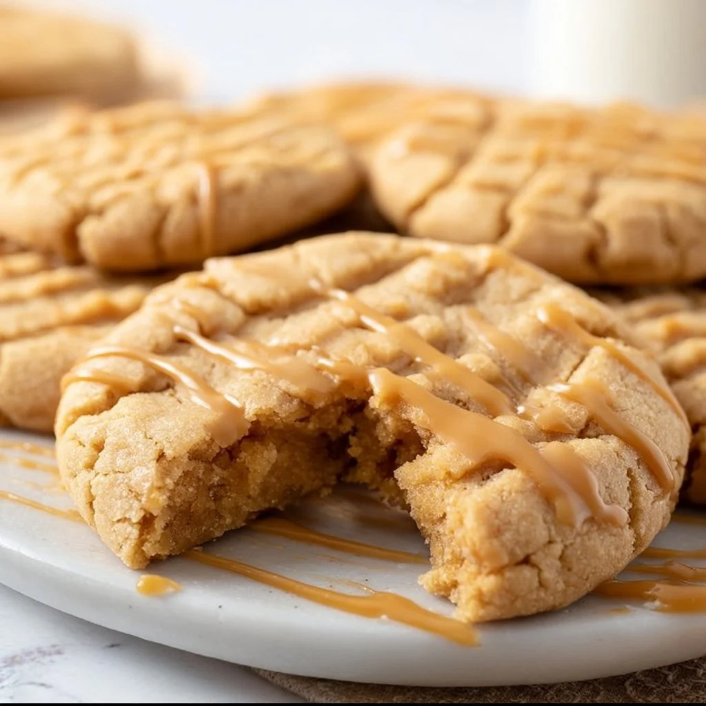 Delicious homemade Crumbl peanut butter cookies on a plate
